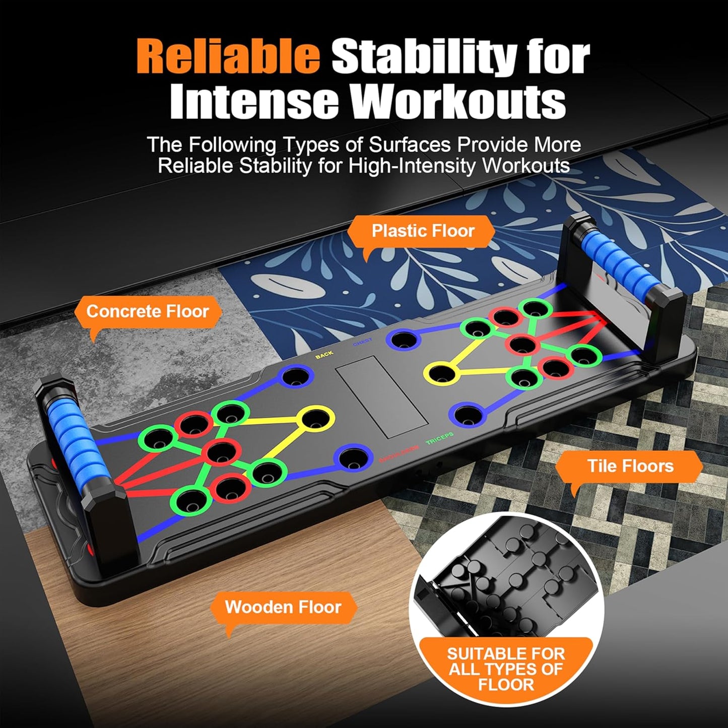 Solid Push up Board 15 in 1 Home Workout Equipment Multi-Functional Pushup Stands System Fitness Floor Chest Muscle Exercise Professional Equipment Burn Fat Strength Training Arm Men & Women Weights