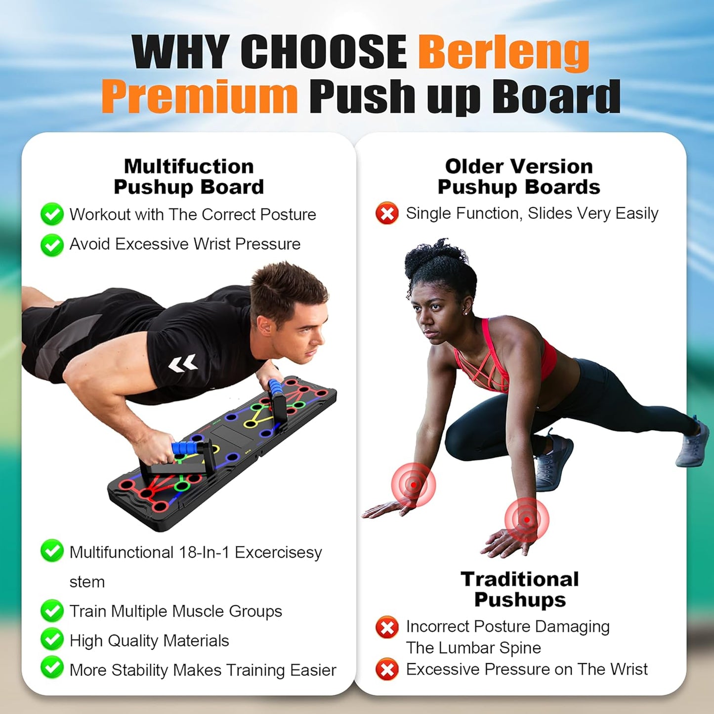 Solid Push up Board 15 in 1 Home Workout Equipment Multi-Functional Pushup Stands System Fitness Floor Chest Muscle Exercise Professional Equipment Burn Fat Strength Training Arm Men & Women Weights